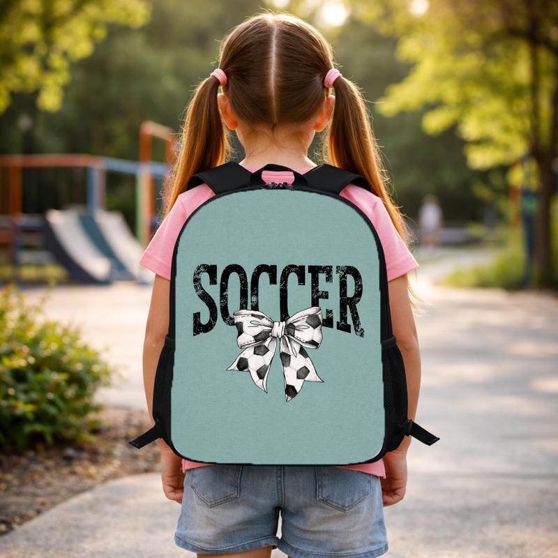 Soccer Bow Backpack For Girls - Cute Sports Back To School Custom Backpack Soccer Bow Backpack For Girls - Cute Sports Back To School Custom Backpack