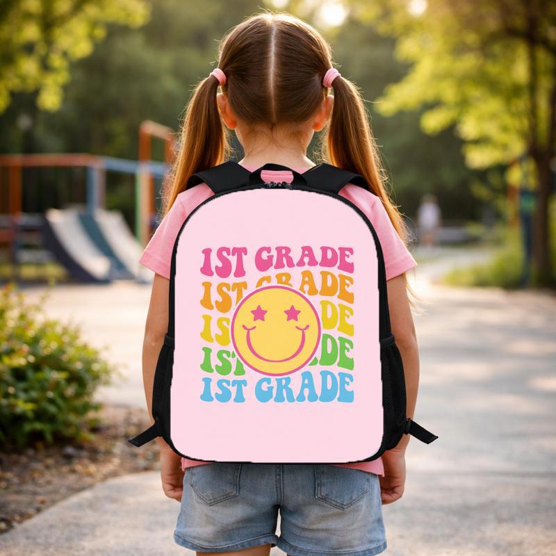 1st Grade Smiley Backpack - Colorful Retro Back To School Kids Custom Backpack 1st Grade Smiley Backpack - Colorful Retro Back To School Kids Custom Backpack