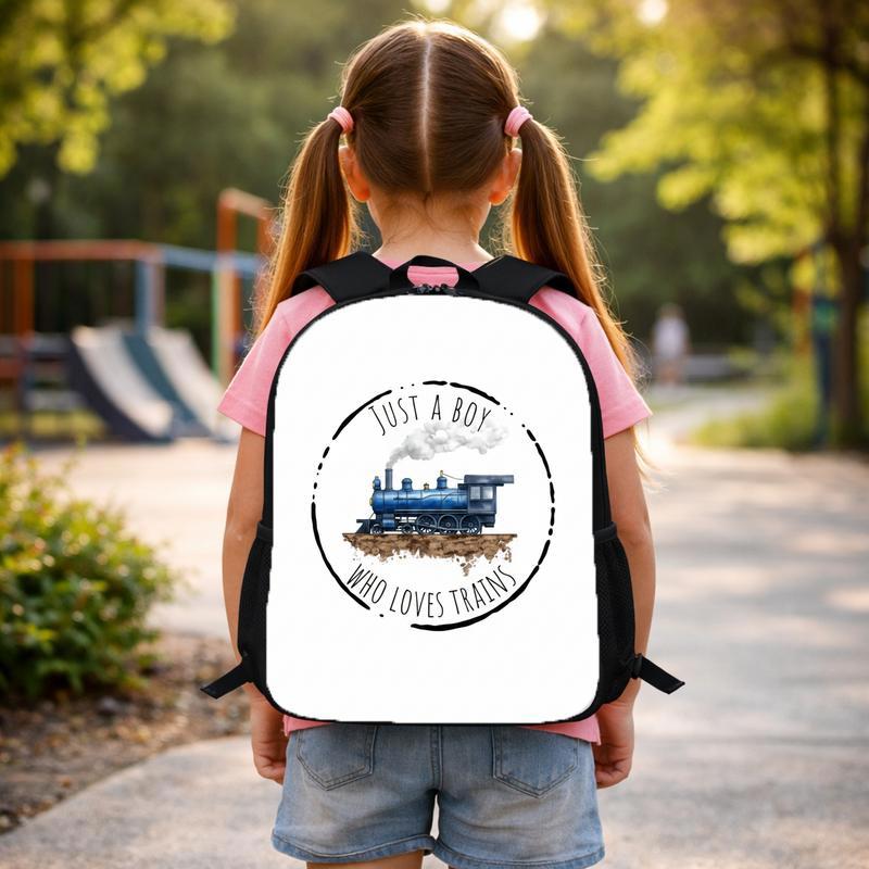 Train Lover Kids Backpack - Just A Boy Who Loves Trains Custom Backpack Train Lover Kids Backpack - Just A Boy Who Loves Trains Custom Backpack