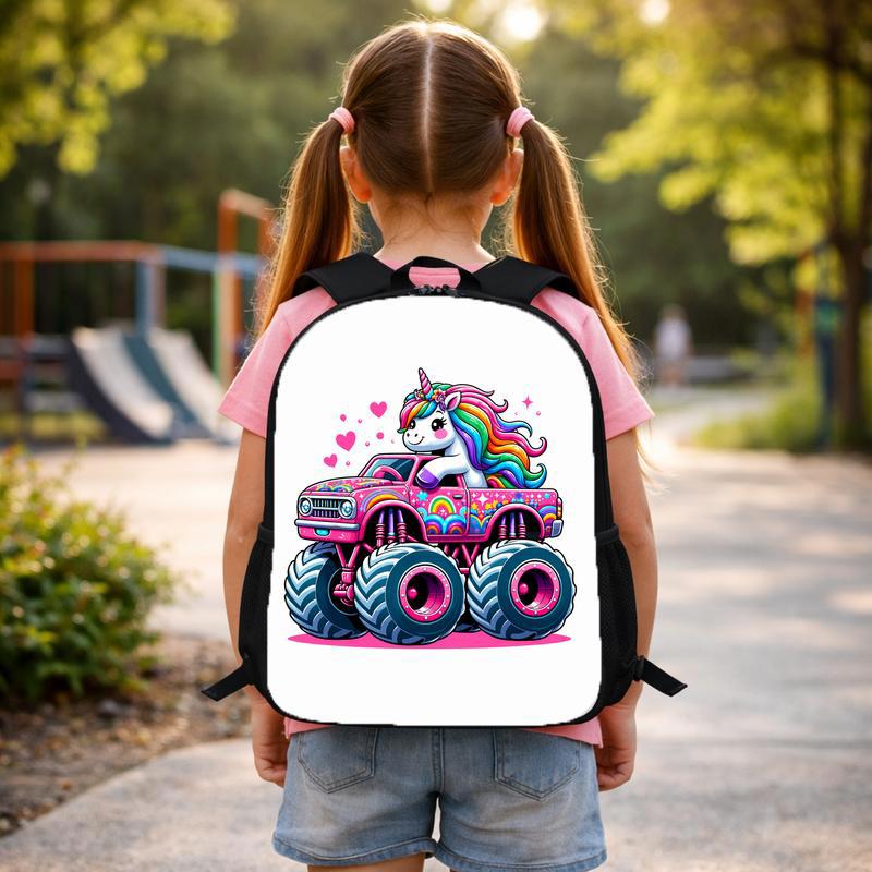 Unicorn Monster Truck Backpack - Cute Girls Back To School Custom Backpack Unicorn Monster Truck Backpack - Cute Girls Back To School Custom Backpack
