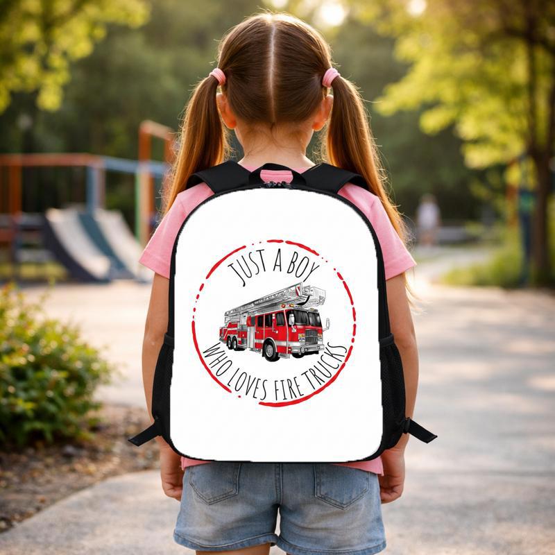 Vintage Fire Truck Backpack For Kids - Just A Boy Fire Truck Lover Custom Backpack Vintage Fire Truck Backpack For Kids - Just A Boy Fire Truck Lover Custom Backpack