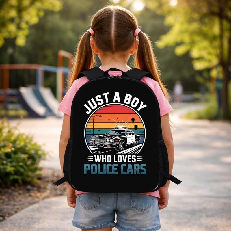 Vintage Police Backpack For Boys - Kids Back To School Car Lover Custom Backpack Vintage Police Backpack For Boys - Kids Back To School Car Lover Custom Backpack