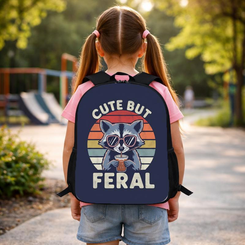 Vintage Raccoon Backpack - Back To School Cute But Feral Custom Backpack Vintage Raccoon Backpack - Back To School Cute But Feral Custom Backpack