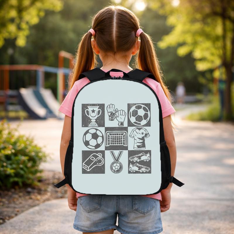 Vintage Soccer Pattern Backpack - Sports Kids School Style Custom Backpack