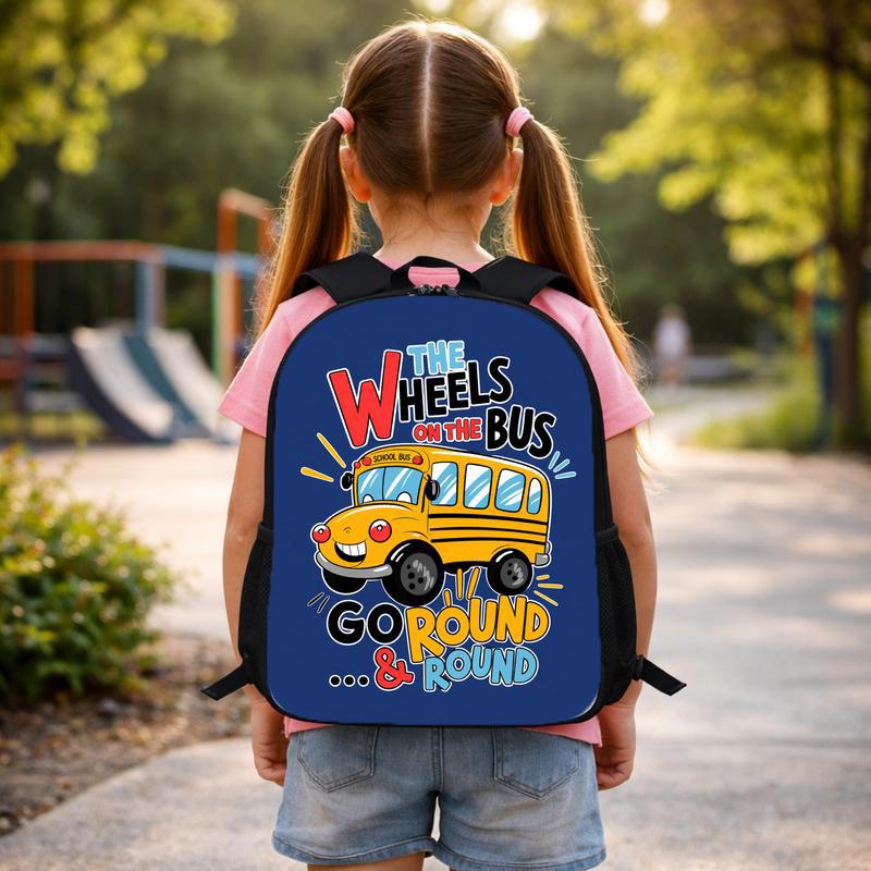 Wheels On The Bus Backpack - Fun Back To School Kids Custom Backpack Wheels On The Bus Backpack - Fun Back To School Kids Custom Backpack