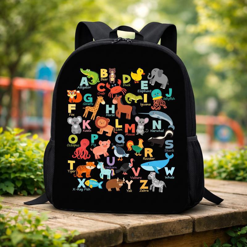Back To School Backpack - Cute Alphabet Animals Kindergarten Custom Backpack Back To School Backpack - Cute Alphabet Animals Kindergarten Custom Backpack
