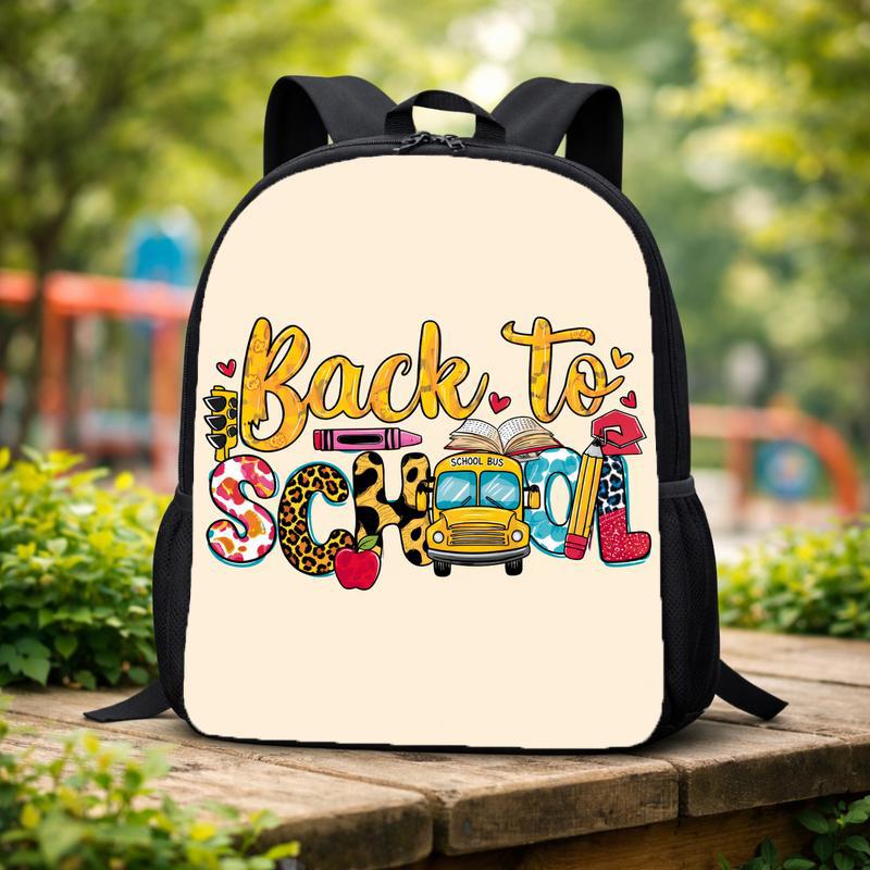 Back To School Kids Backpack - Cute Bus & School Icons Custom Backpack