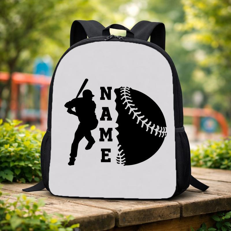 Baseball Silhouette Backpack - Custom Name Kids Bag Custom Backpack