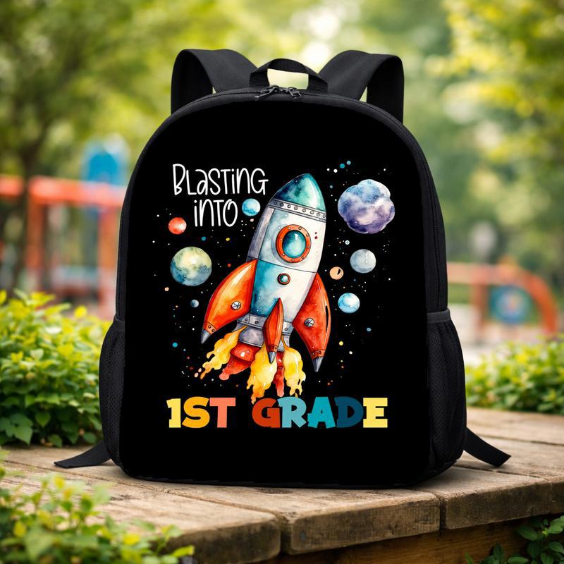 Blasting Into First Grade Kids Rocket Backpack - Back To School Space Theme Custom Backpack