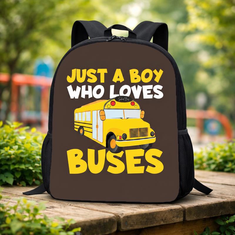 Boy Who Loves Buses Backpack - Fun Kids Back To School Custom Backpack