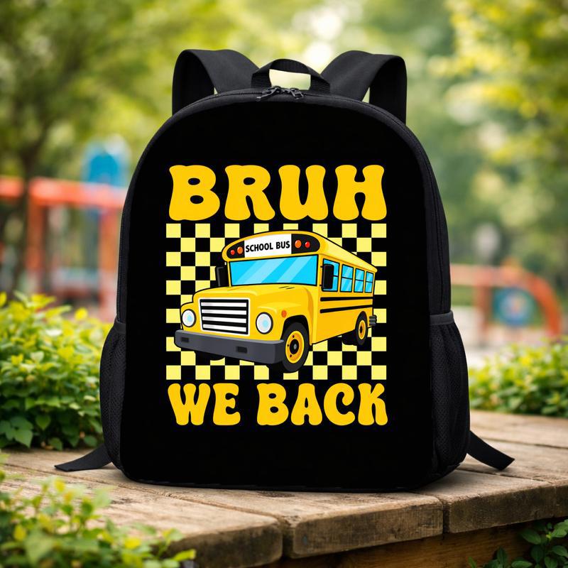 Bruh We Back School Bus Backpack - Funny Back To School Kids Custom Backpack
