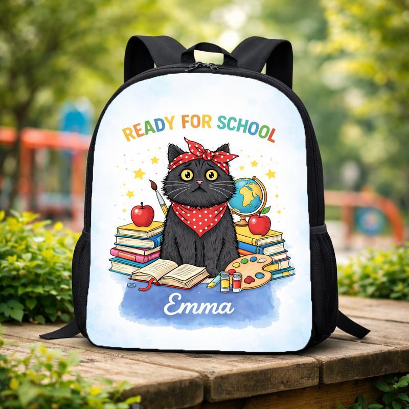 Cat Ready For School Custom Backpack