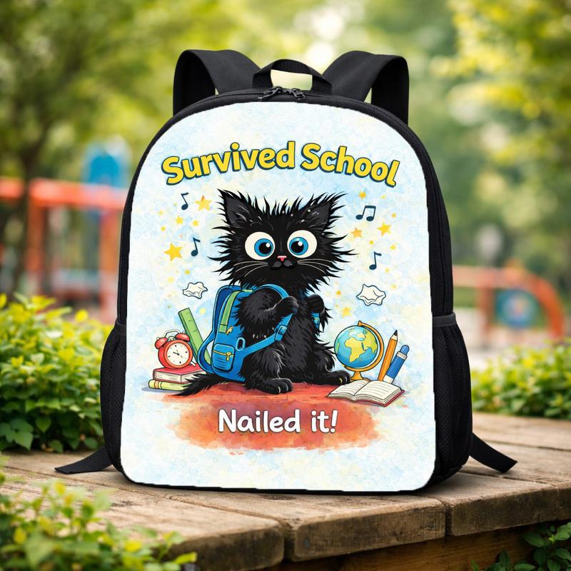 Cat Survived School Custom Backpack