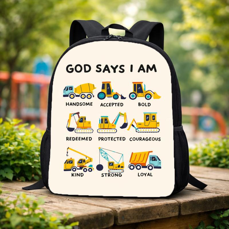 Christian Construction Truck Backpack For Boys - Positive Back To School Gift Custom Backpack Christian Construction Truck Backpack For Boys - Positive Back To School Gift Custom Backpack