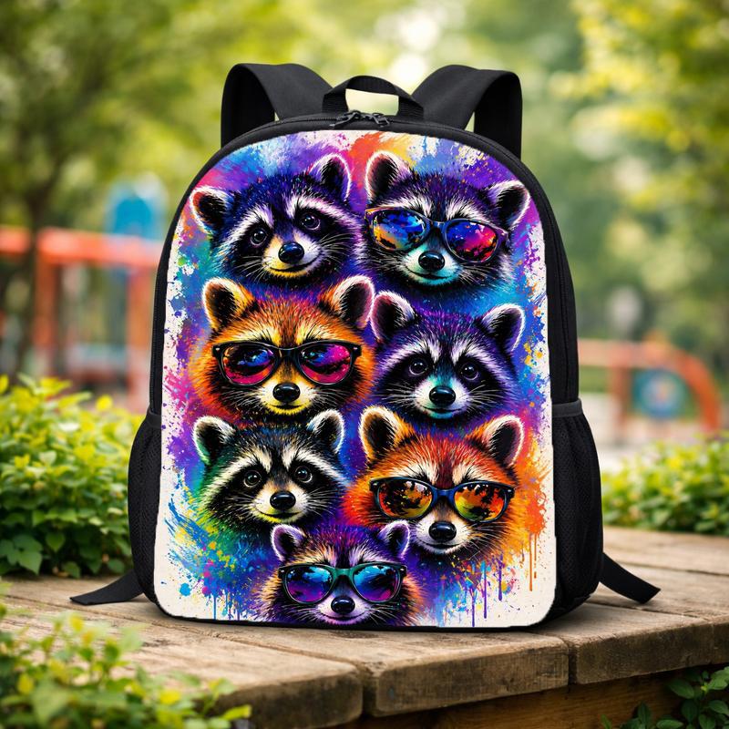 Colorful Raccoon Pattern Backpack - Kids Back To School Fun Custom Backpack Colorful Raccoon Pattern Backpack - Kids Back To School Fun Custom Backpack