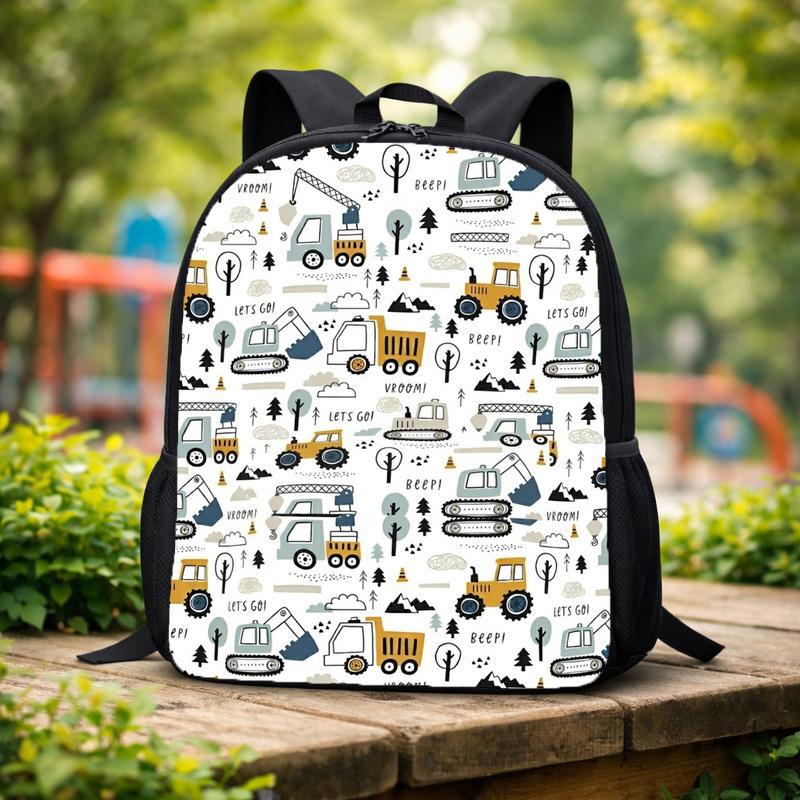 Construction Vehicles Backpack For Kids - Pattern Back To School Style Custom Backpack