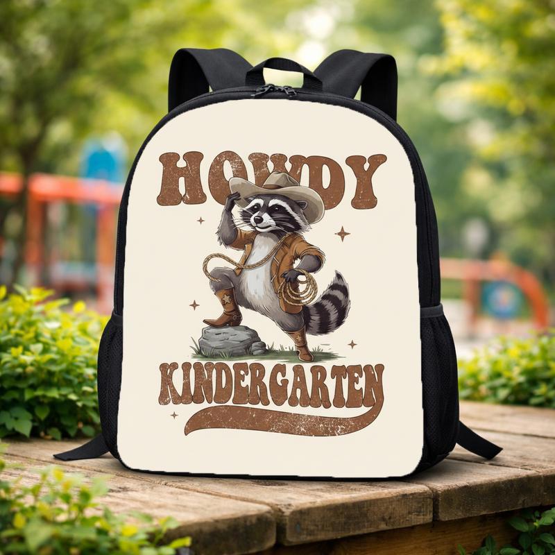 Cowboy Raccoon Backpack Kids - Howdy Kindergarten Back To School Custom Backpack Cowboy Raccoon Backpack Kids - Howdy Kindergarten Back To School Custom Backpack
