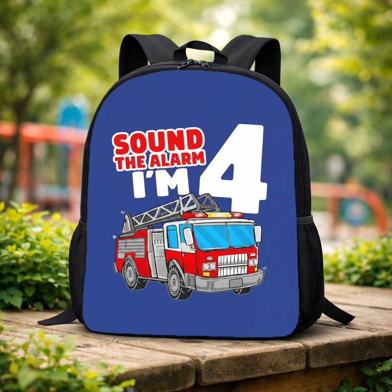 Custom Age Fire Truck Backpack - Funny Back To School Kids Custom Backpack
