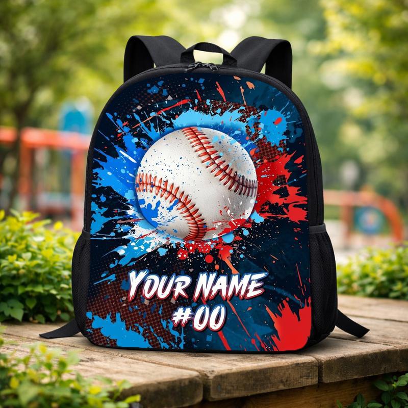Custom Baseball Backpack - Name Number Paint Splash Design Custom Backpack Custom Baseball Backpack - Name Number Paint Splash Design Custom Backpack