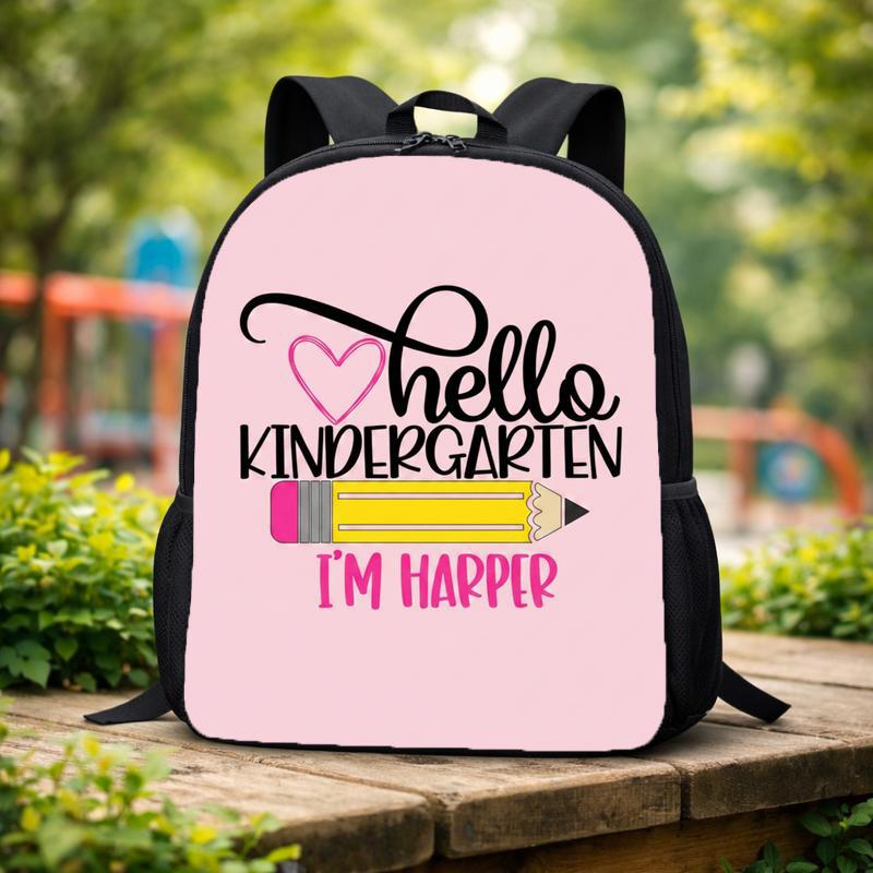 Custom Kids Backpack - First Day Kindergarten With Name Custom Backpack Custom Kids Backpack - First Day Kindergarten With Name Custom Backpack