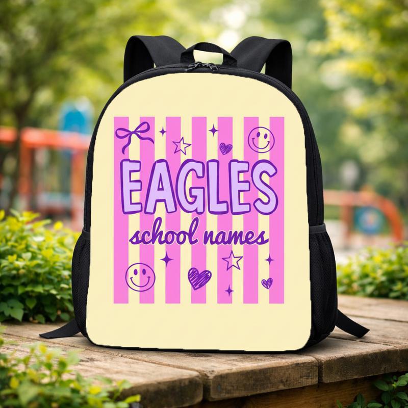 Custom Mascot Striped Backpack - Middle School Spirit Trendy Look Custom Backpack