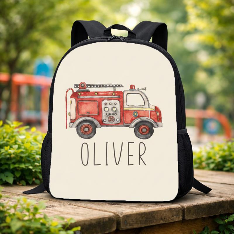 Custom Name Fire Truck Backpack - Kids Back To School Gift Custom Backpack Custom Name Fire Truck Backpack - Kids Back To School Gift Custom Backpack