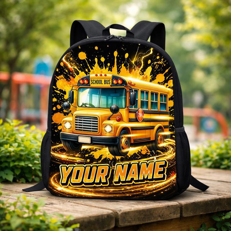 Custom Name School Bus Backpack - Bright Back To School Kids Custom Backpack Custom Name School Bus Backpack - Bright Back To School Kids Custom Backpack