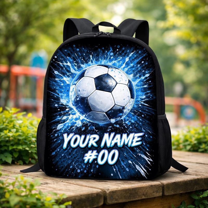 Custom Name Soccer Backpack - Blue Splash With Number Design Custom Backpack Custom Name Soccer Backpack - Blue Splash With Number Design Custom Backpack