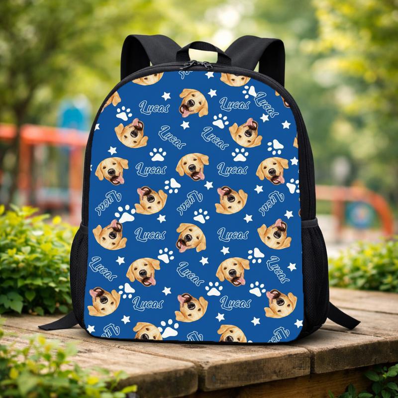 Custom Pet Photo Backpack_ Personalized Dog_Cat Face Gift Set, Back To School Gift Custom Backpack