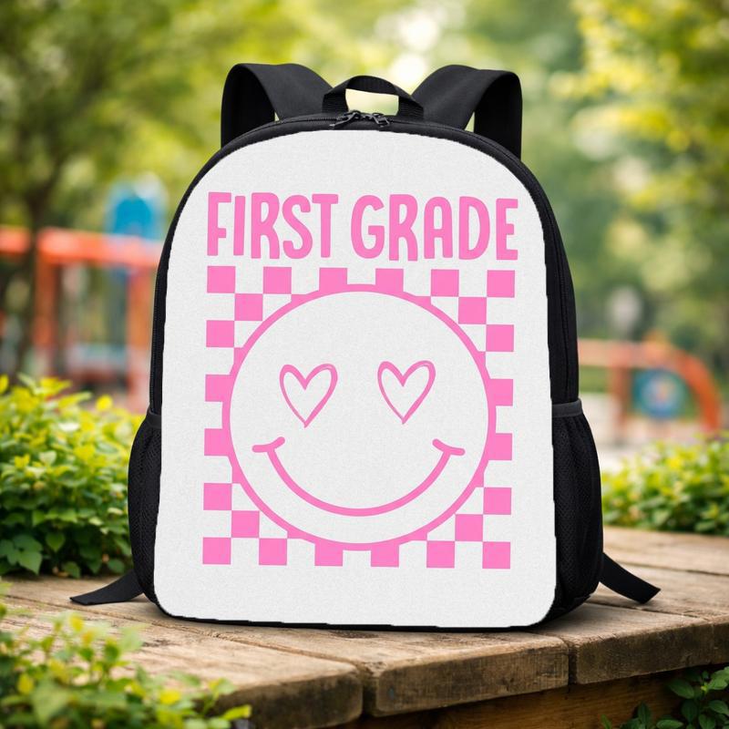 Cute Backpack For Students - Pink Smiley Back To School Custom Backpack