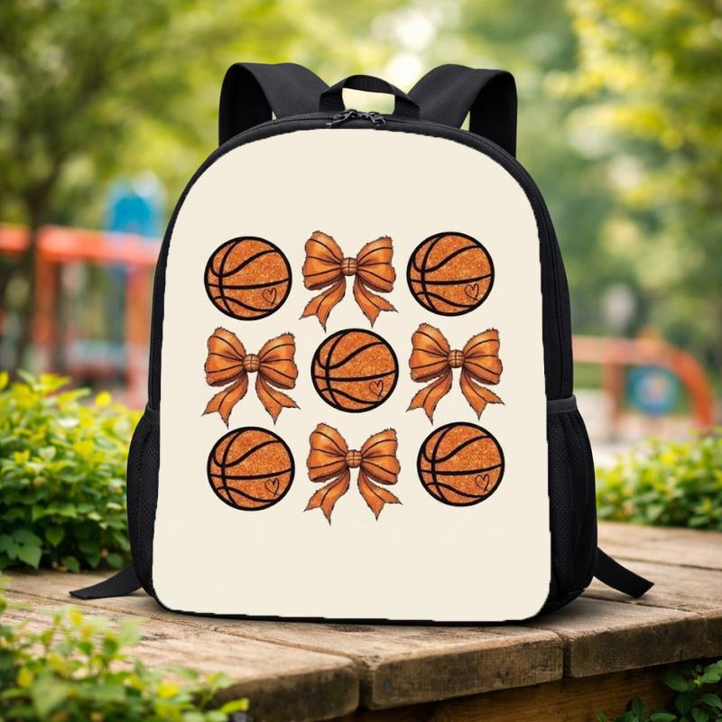Cute Basketball Pattern Backpack - Back To School Bow Design Custom Backpack Cute Basketball Pattern Backpack - Back To School Bow Design Custom Backpack