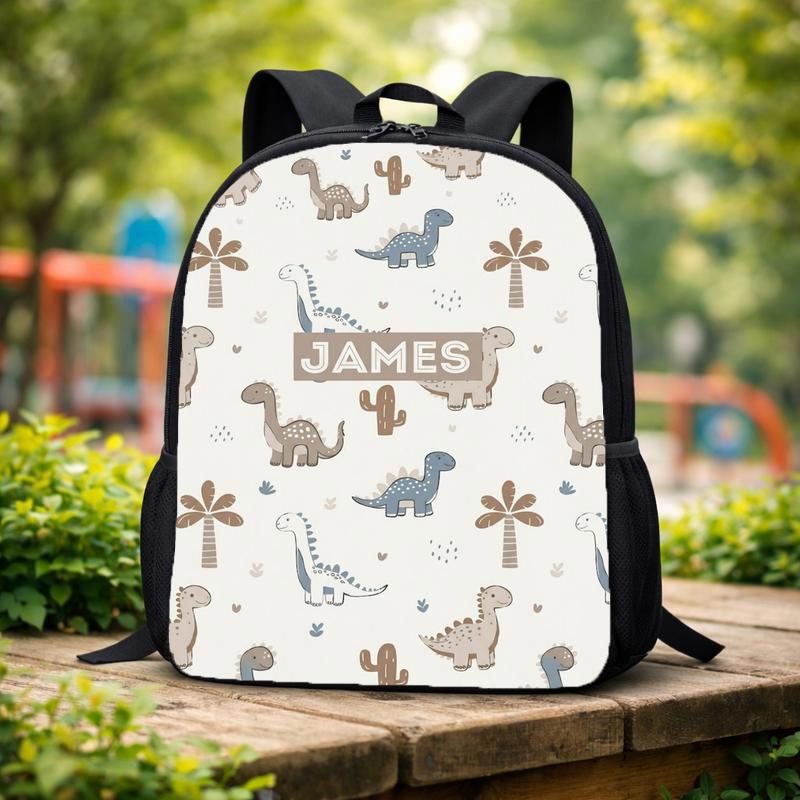 Cute Dinosaur Pattern Backpack With Name - Kids School Look Custom Backpack Cute Dinosaur Pattern Backpack With Name - Kids School Look Custom Backpack
