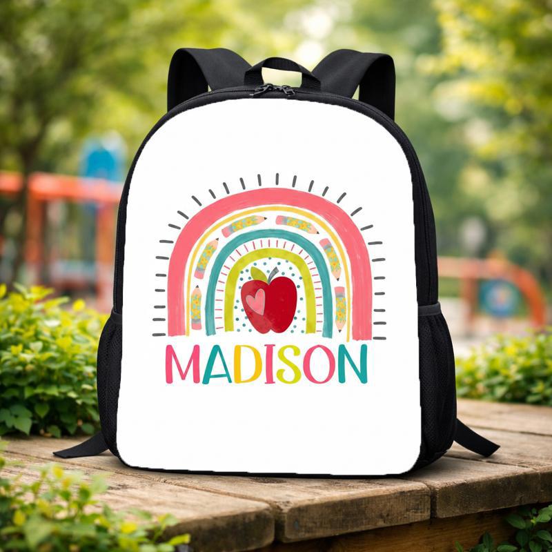 Cute Kindergarten Backpack - Colorful Rainbow Custom Name Design Custom Backpack