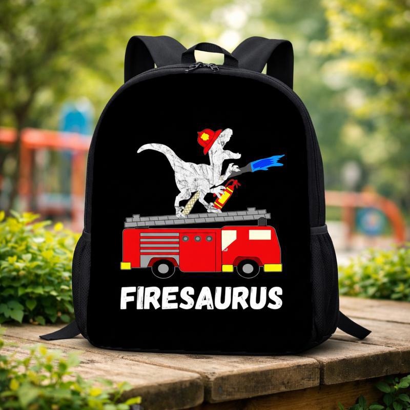 Dinosaur Fire Truck Backpack - Firesaurus Kids Back To School Custom Backpack Dinosaur Fire Truck Backpack - Firesaurus Kids Back To School Custom Backpack