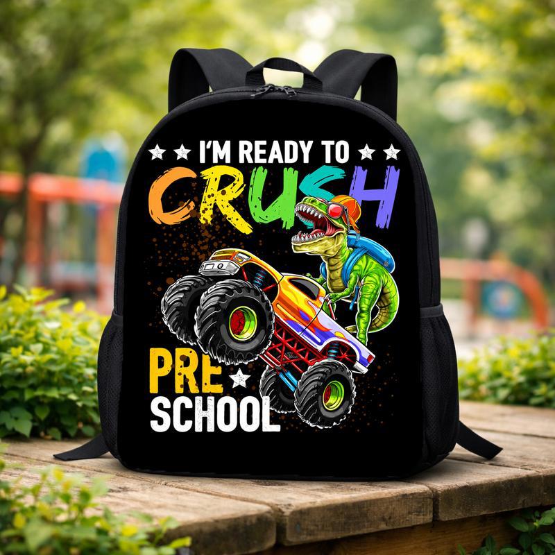 Dinosaur Monster Truck Backpack For Kids - Back To School Fun Custom Backpack Dinosaur Monster Truck Backpack For Kids - Back To School Fun Custom Backpack