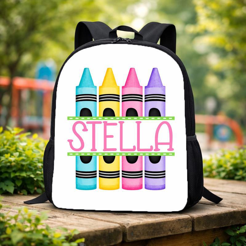 Elementary School Backpack - Custom Name Crayon Style Custom Backpack Elementary School Backpack - Custom Name Crayon Style Custom Backpack
