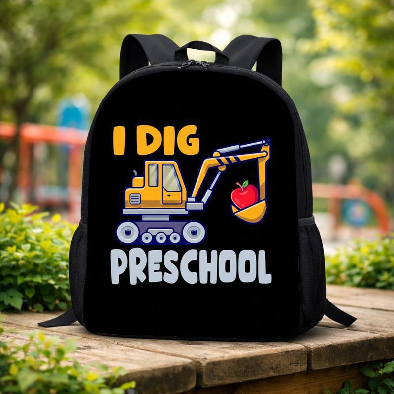 Excavator Kids Backpack - I Dig Preschool Back To School Custom Backpack Excavator Kids Backpack - I Dig Preschool Back To School Custom Backpack
