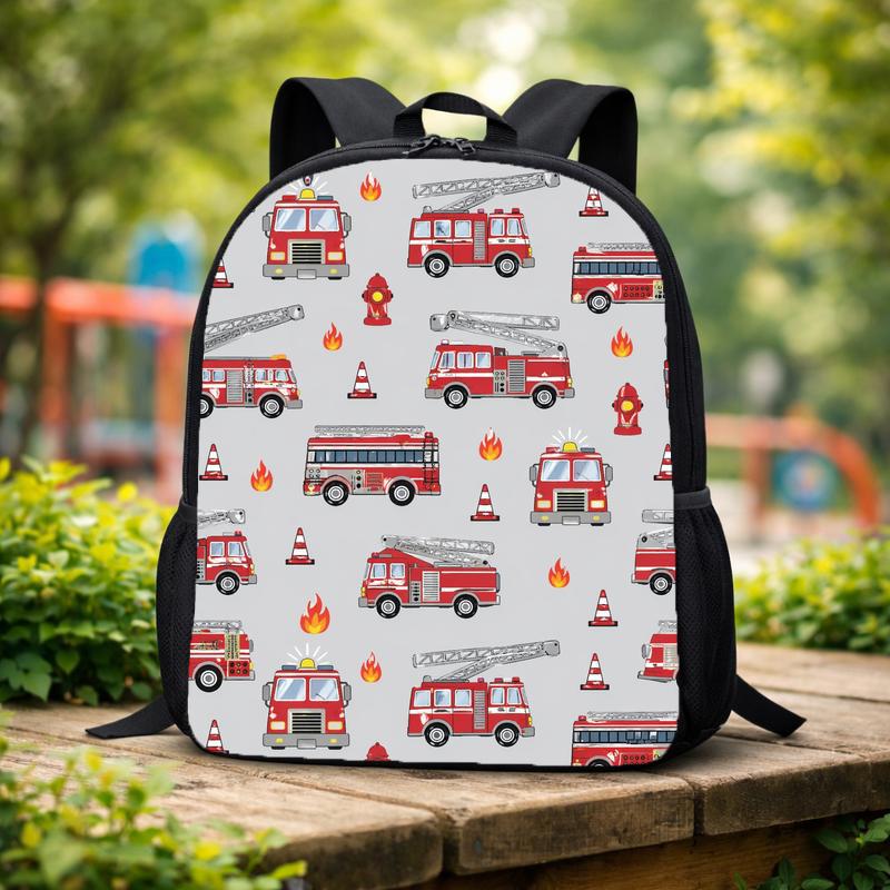 Fire Truck Pattern Backpack - Kids Firefighter Back To School Custom Backpack Fire Truck Pattern Backpack - Kids Firefighter Back To School Custom Backpack