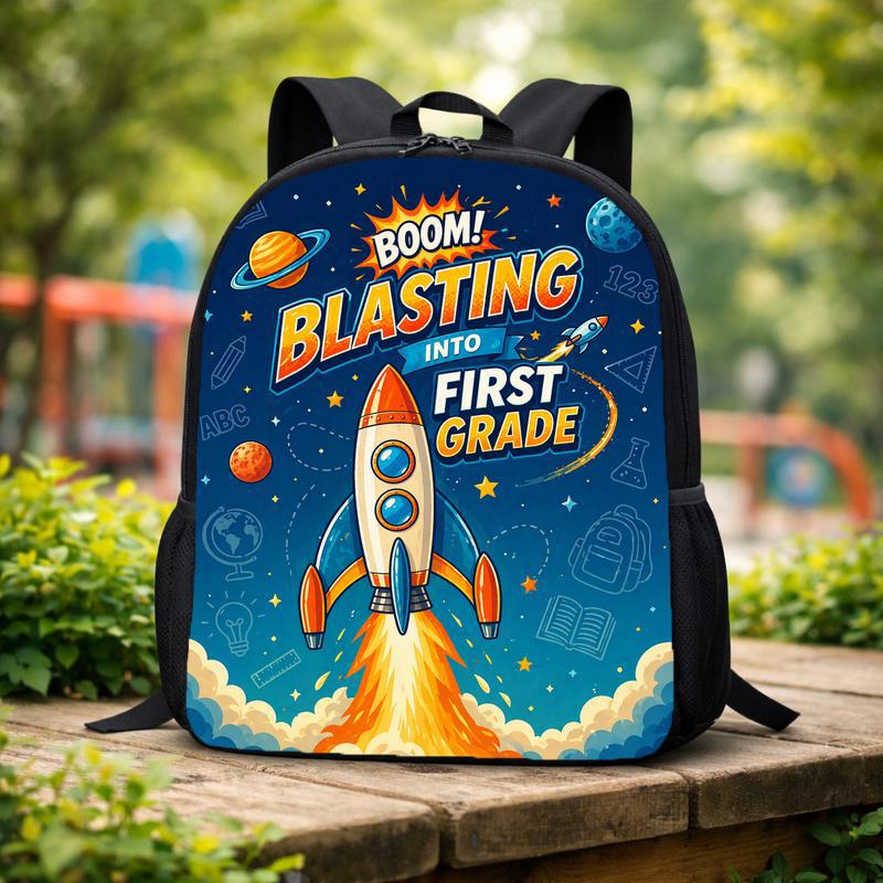 First Grade Rocket Backpack Kids - Blasting Into First Grade Custom Backpack