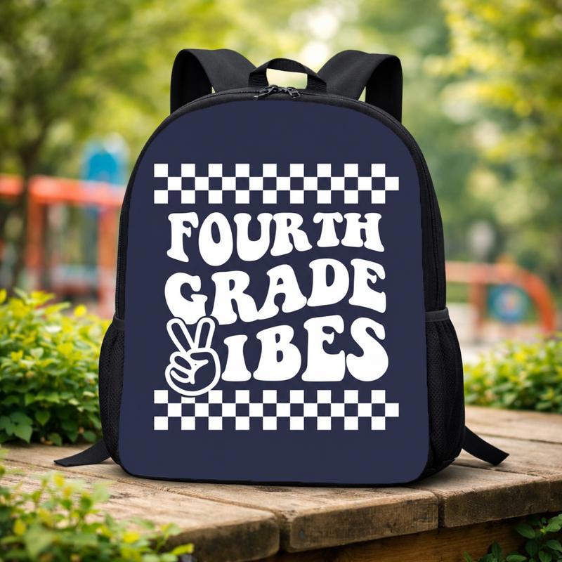 Fourth Grade Vibes Checkerboard Backpack - Cool Kids School Style Custom Backpack