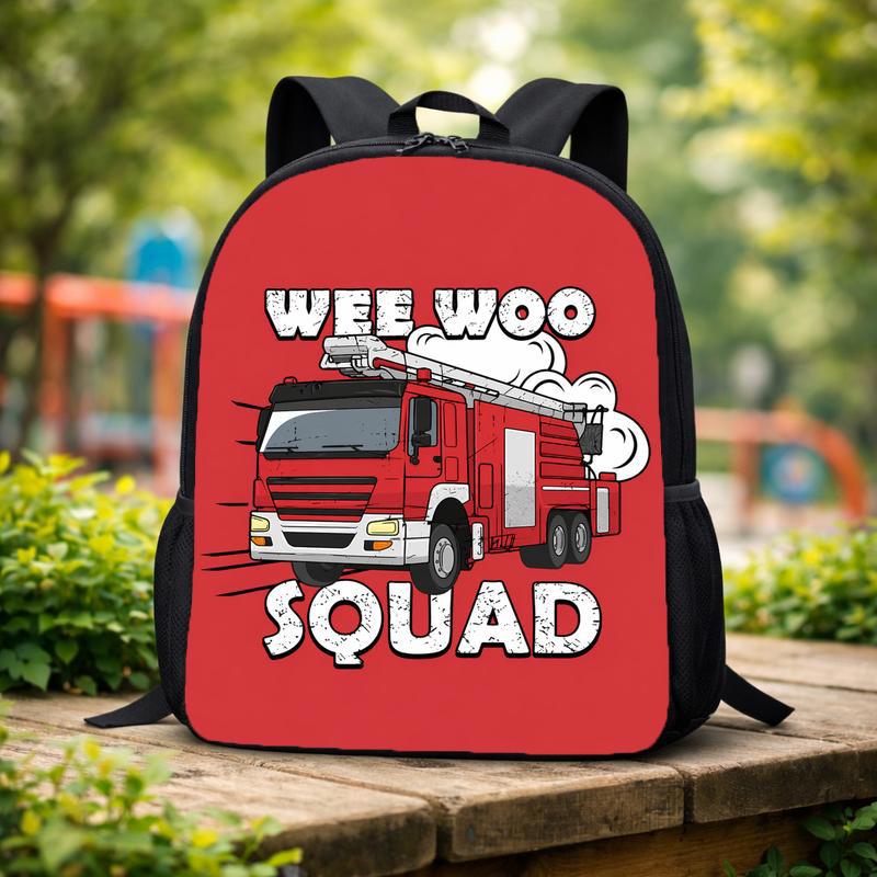 Fun Fire Truck School Backpack For Kids - Wee Woo Squad Custom Backpack
