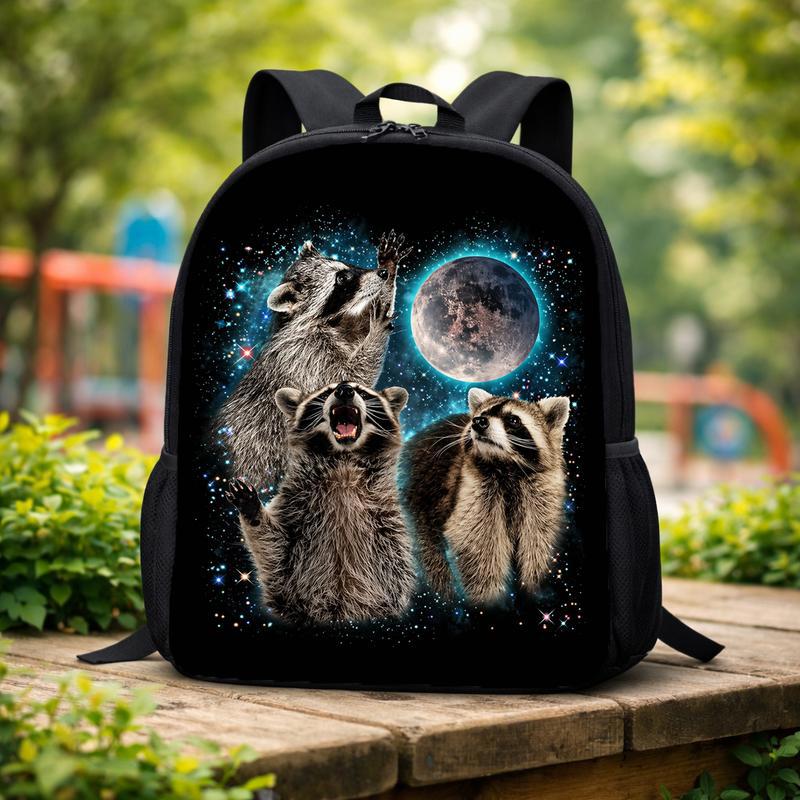 Galaxy Raccoon Moon Backpack - Kids Back To School Style Custom Backpack Galaxy Raccoon Moon Backpack - Kids Back To School Style Custom Backpack