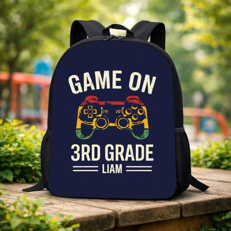 Game On 3rd Grade Backpack - Vintage Personalized Gamer Kids Custom Backpack Game On 3rd Grade Backpack - Vintage Personalized Gamer Kids Custom Backpack