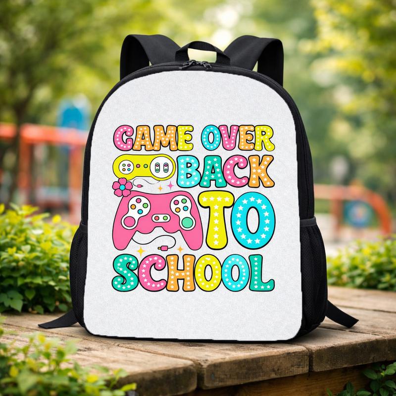 Game Over Back To School Backpack - Cute Gamer Kids Style Custom Backpack Game Over Back To School Backpack - Cute Gamer Kids Style Custom Backpack