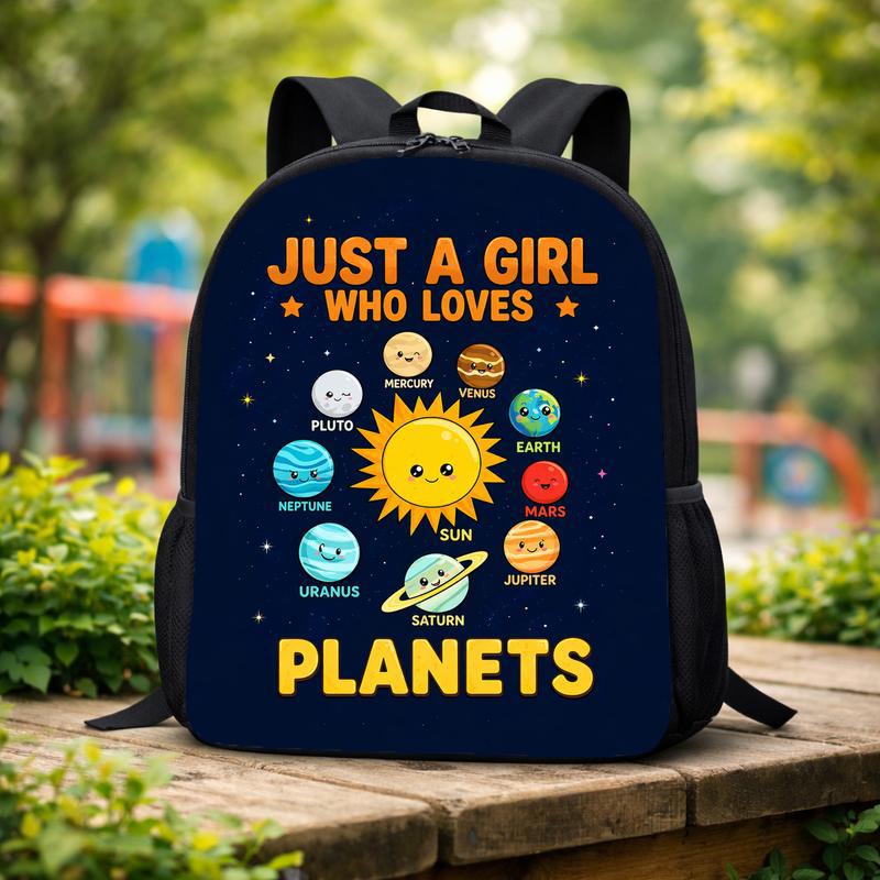 Girls Backpack Space - Just A Girl Who Loves Planets Custom Backpack Girls Backpack Space - Just A Girl Who Loves Planets Custom Backpack