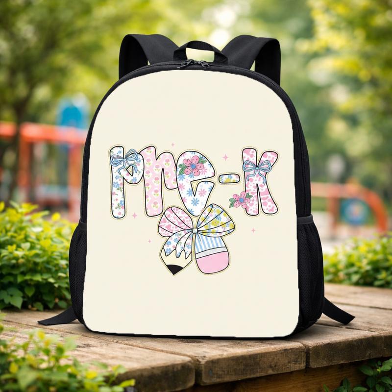 Girls Pre-K Back To School Backpack - Floral Bow Aesthetic Custom Backpack