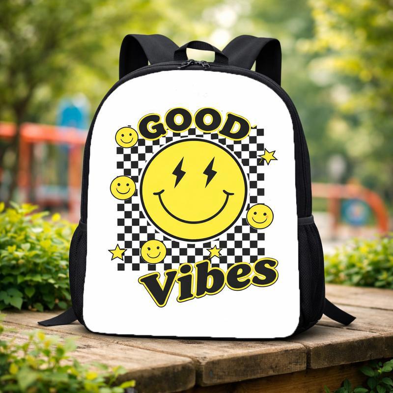 Good Vibes Smiley Backpack - Retro Back To School Kids Custom Backpack