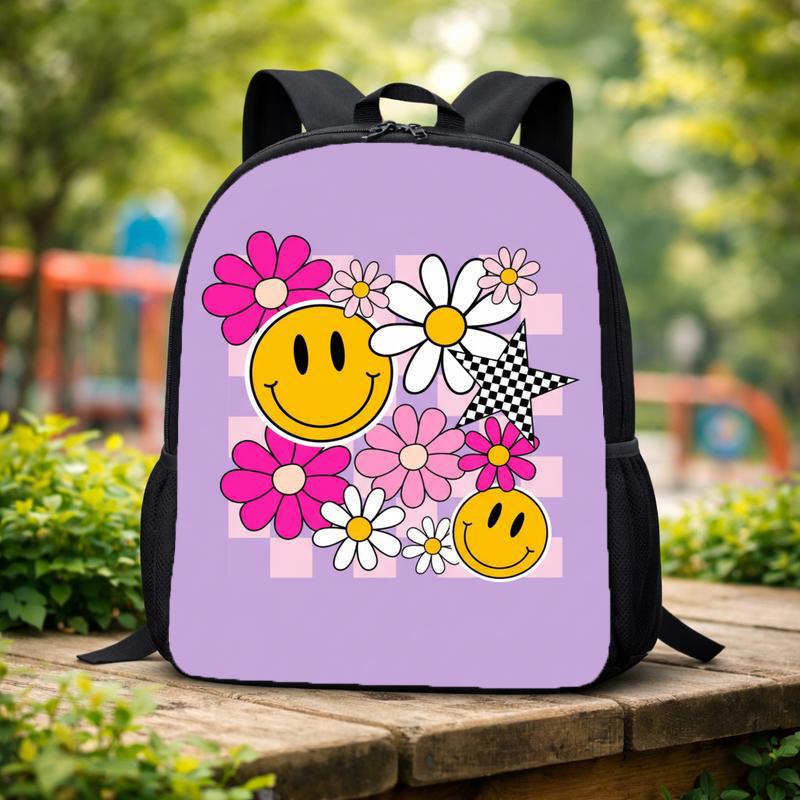 Groovy Smiley Daisy Backpack - Retro School Style For Girls Custom Backpack