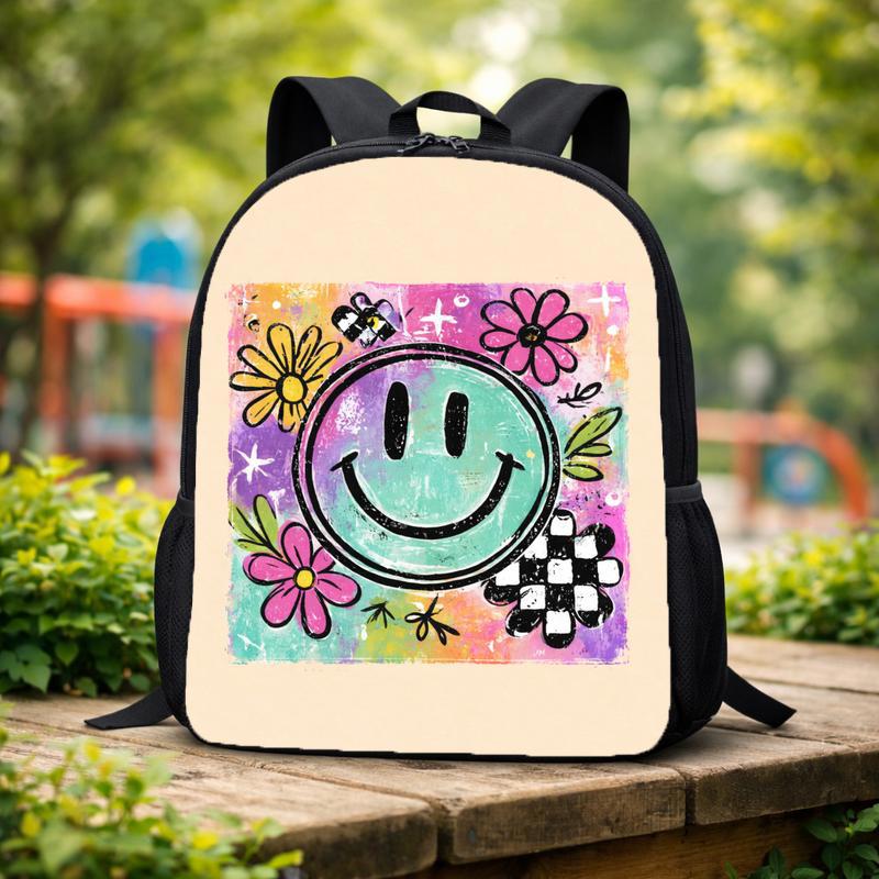Groovy Smiley Face Backpack - Cute Artistic School Style Custom Backpack Groovy Smiley Face Backpack - Cute Artistic School Style Custom Backpack