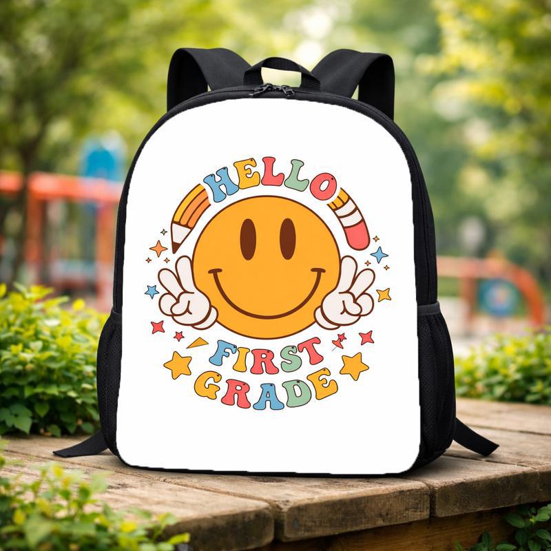 Hello First Grade Smiley Backpack - Back To School Kids Custom Backpack Hello First Grade Smiley Backpack - Back To School Kids Custom Backpack